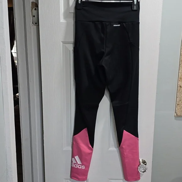 Adidas Black & Pink Workout Leggings Woman's Size XS - Picture 7 of 10